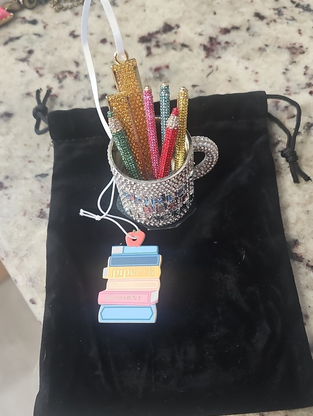 Piper K Embellished Crystal Mug Pencil Holder - Multicolor